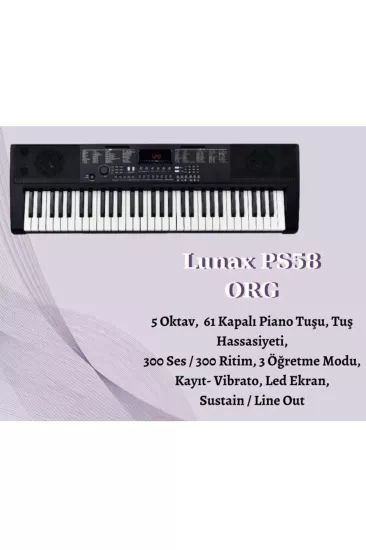 Lunax PS58 Tuş Hassasiyetli 61 Tuşlu Org